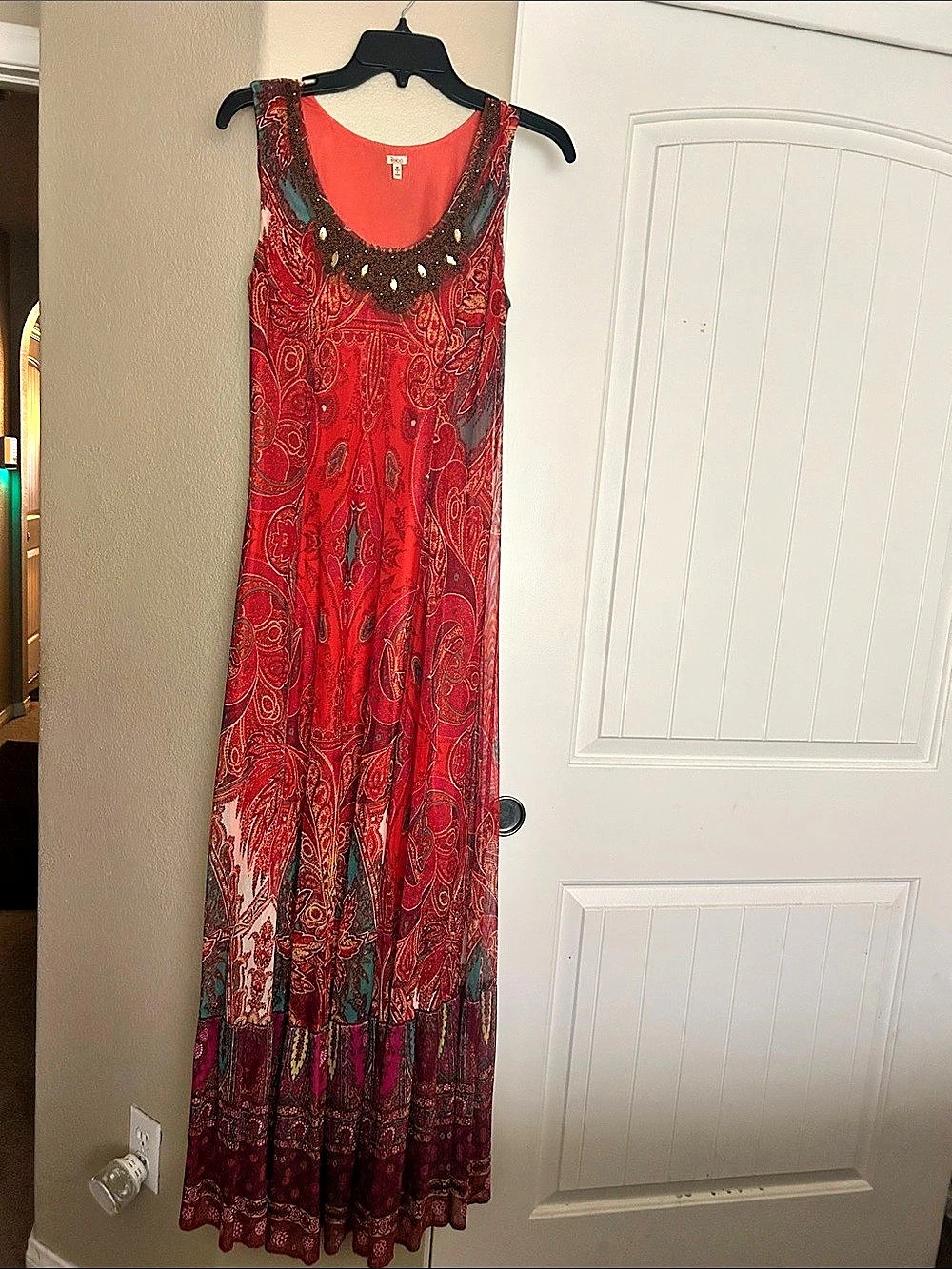 Reba Paisley Maxi Dress in Red & Purple Size Medium